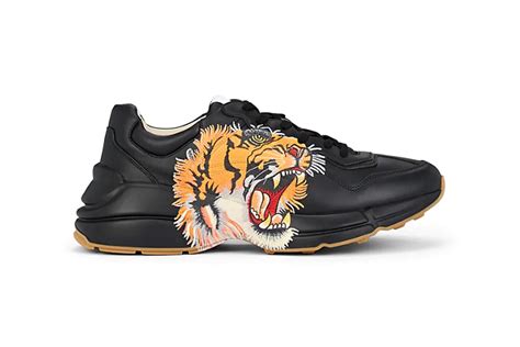 gucci black tiger ace sneaker|Gucci rhyton tiger print.